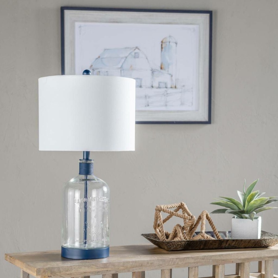 * Special Crestview Collection Woodburn Metal & Glass 26.5 H Table Lamp In Clear & Blue Crestview Collection Abs1338Busng | Table Lamps