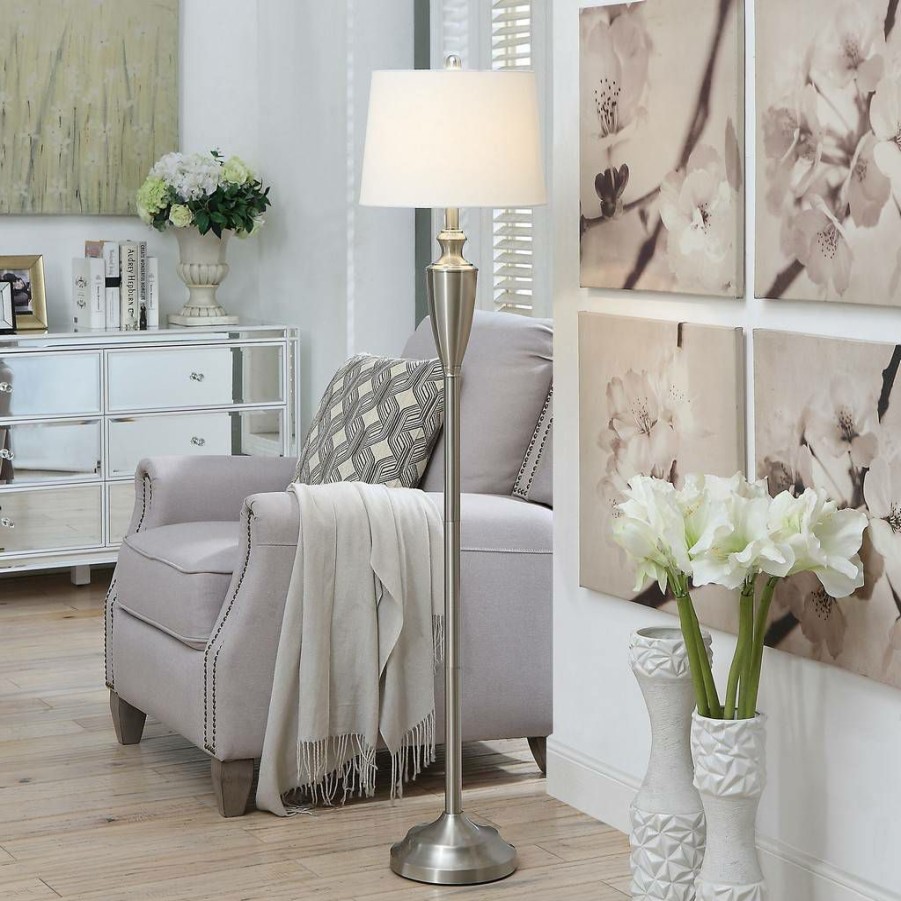 * Online Store Sng Silver Metal Modern Floor Lamp Crestview Collection Aer879Bnsng | Floor Lamps