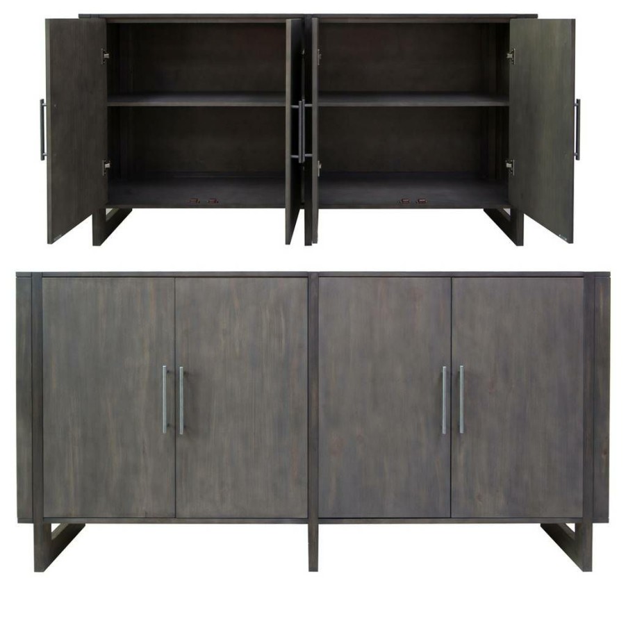 * Online Store Crestview Collection 4-Door Inset Wood Frame Sideboard In Dark Gray Crestview Collection Cvfvr8157 | Sideboard & Buffets