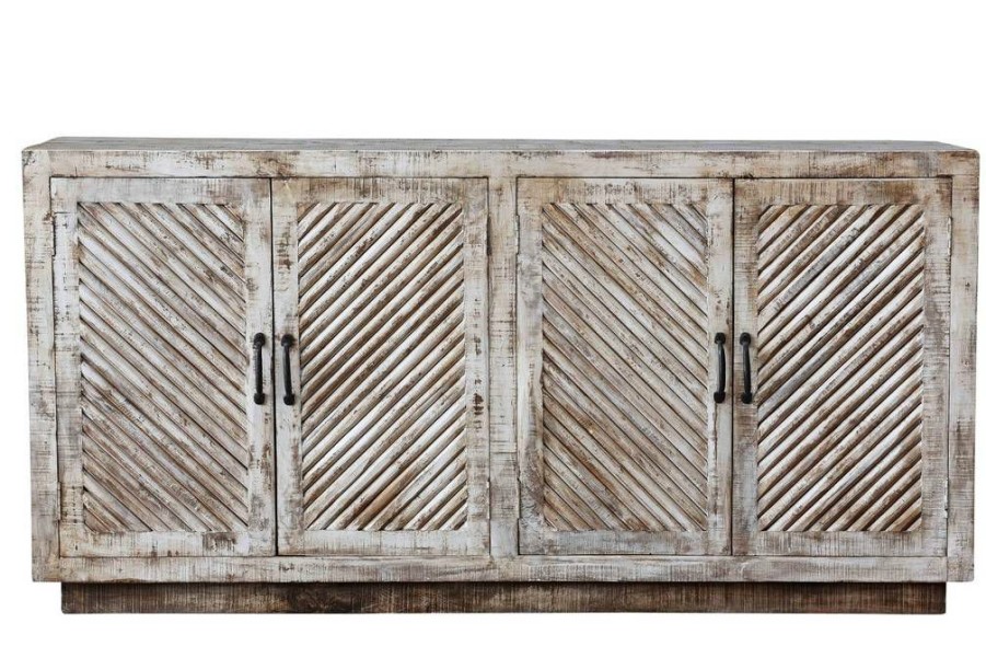 * Online Store W/C 4 Door Side Board Cream Wood Crestview Collection Cvfnr789 | Sideboard & Buffets