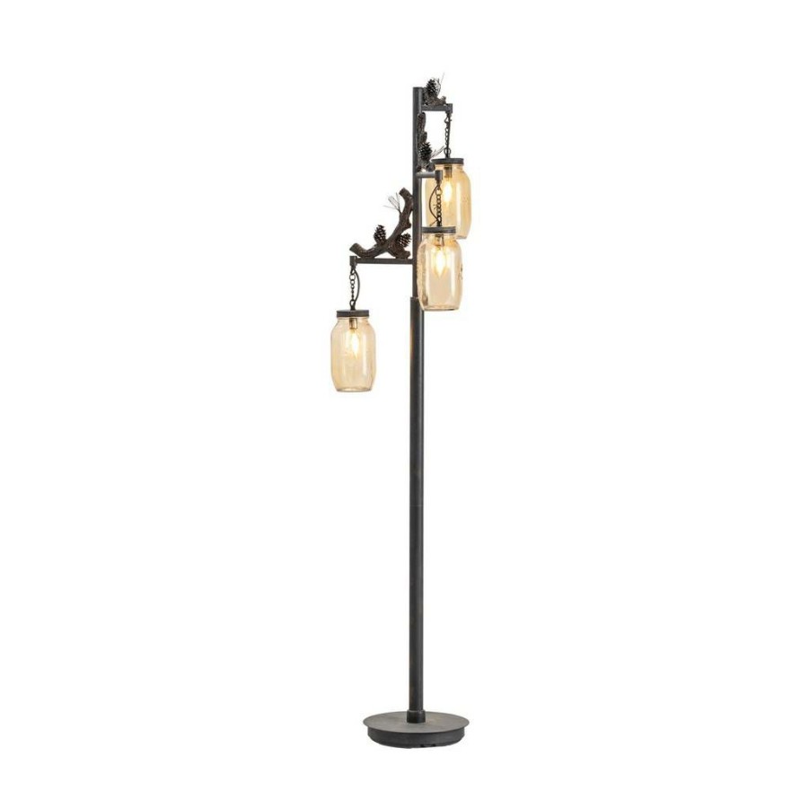 * Best Choice Fire Catcher Floor Lamp With Black Metal Frame Featuring 3 Mason Jar Shades Crestview Collection Cvaer740 | Floor Lamps