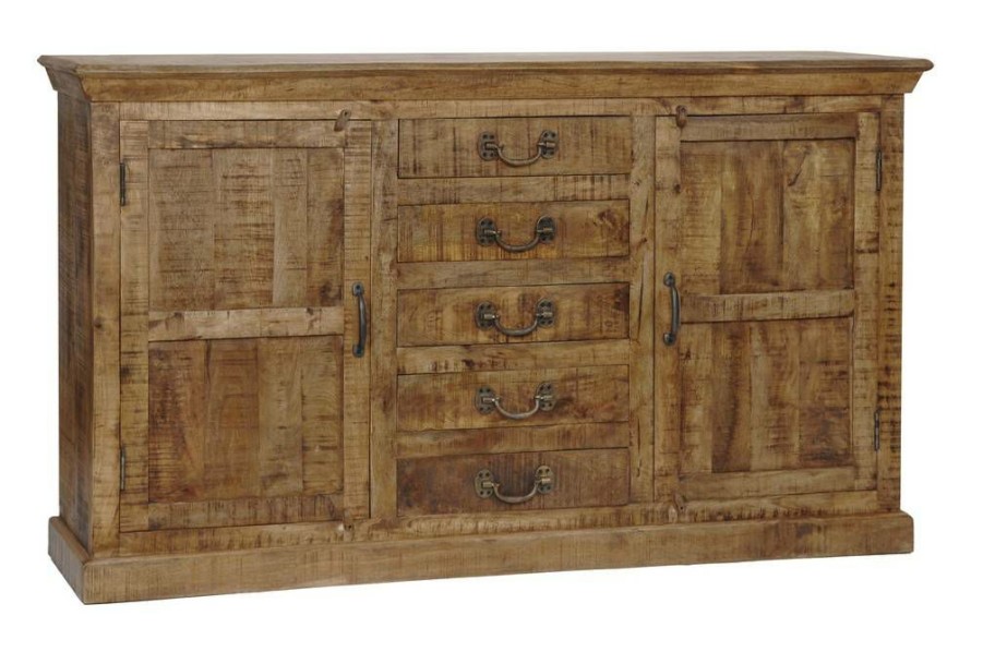 * New Arrivals Bengal Manor Mango Wood 5 Drawer 2 Door Sideboard Brown Wood Crestview Collection Cvfnr306 | Sideboard & Buffets