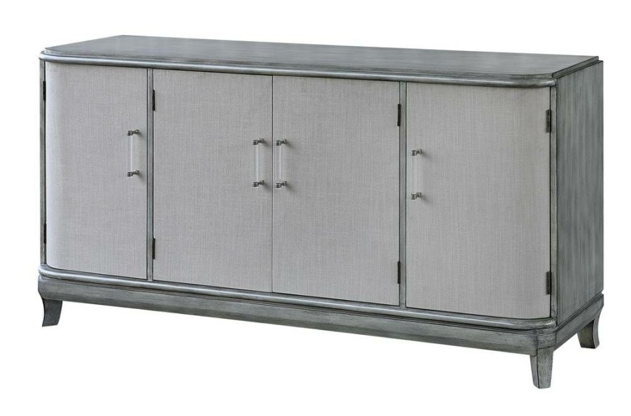 * Shop New Marshall 4 Linen Door Acrylic Hardware Grey Wash Sideboard Gray Wood Crestview Collection Cvfzr5040 | Sideboard & Buffets