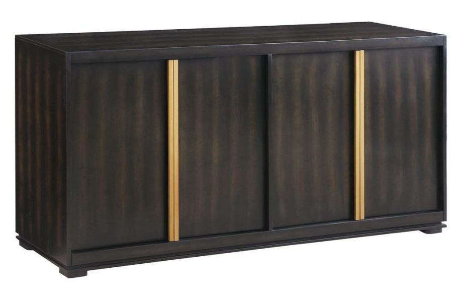 * Large Choice Empire 4 Door Brown Wood Sideboard With Burnished Brass Hardware Crestview Collection Cvfzr3634 | Sideboard & Buffets