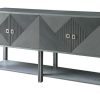 * New Arrivals Berkshire Black 4 Door Geometric Design Wood Sideboard 4 Door Console Crestview Collection Cvfzr4589 | Sideboard & Buffets