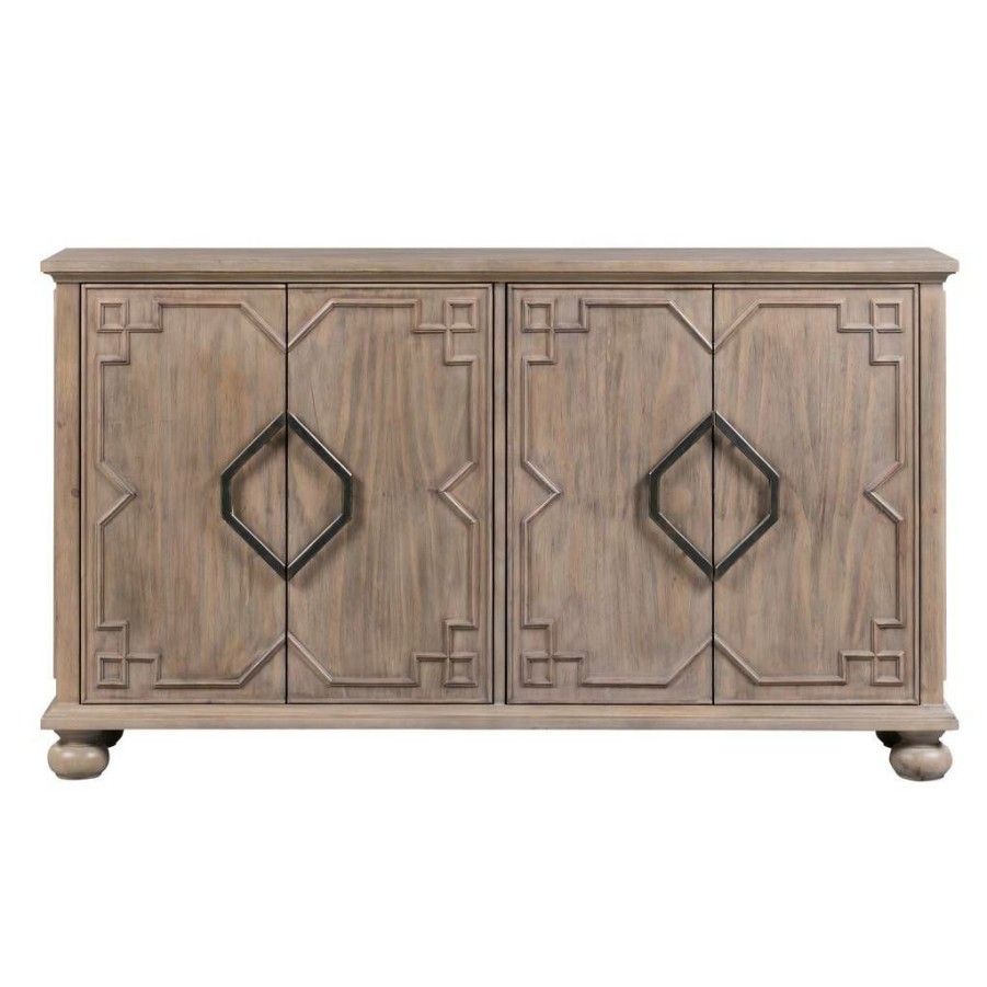 * Clearance Hawthorne Estate 4 Door Raised Molding Sideboard Brown Wood Crestview Collection Cvfvr8008 | Sideboard & Buffets