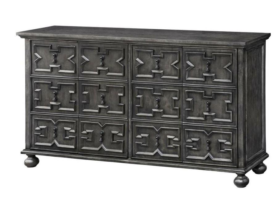 * Special Rutledge Antique Grey 4 Door Pattern Front Sideboard Gray Wood Crestview Collection Cvfzr1800 | Sideboard & Buffets