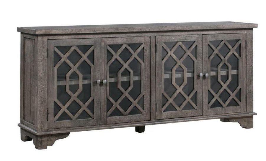 * Excellent Quality Pembroke Plantation Recycled Pine Distressed Grey 4 Door Sideboard Brown Wood Crestview Collection Cvfvr8029 | Sideboard & Buffets