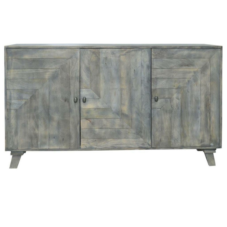 * Shop New Crestview Collection 3-Drawer Wood Geo Sideboard In Black Antique Crestview Collection Cvfnr651 | Sideboard & Buffets