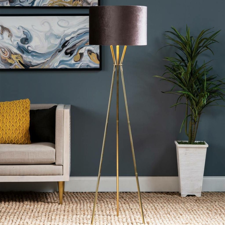 * Special Emerson Gold Tripod Floor Lamp Cresview Evaer1720Gld | Floor Lamps