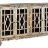 * Free Delivery Bengal Manor Mango Wood 4 Glass Door Distressed Grey Sideboard Brown Wood Crestview Collection Cvfnr417 | Sideboard & Buffets