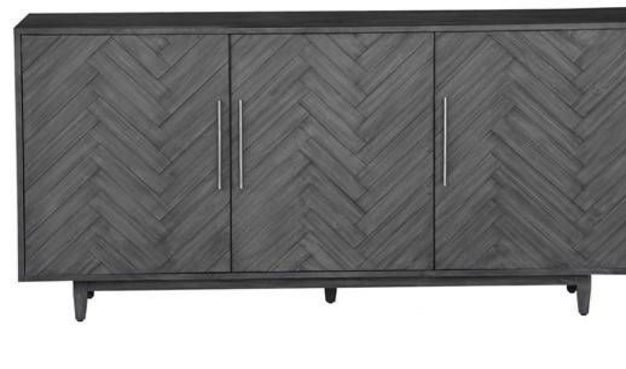 * Best Price Crestview Collection 3-Door Wood Chevron Pattern Sideboard In Grey Crestview Collection Cvfvr8132 | Sideboard & Buffets