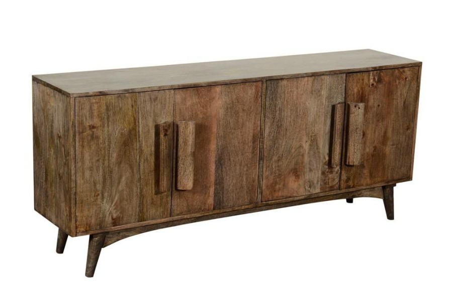 * Online Wooden 4 Door Sideboard With Wood Handle Brown Wood Crestview Collection Cvfnr850 | Sideboard & Buffets