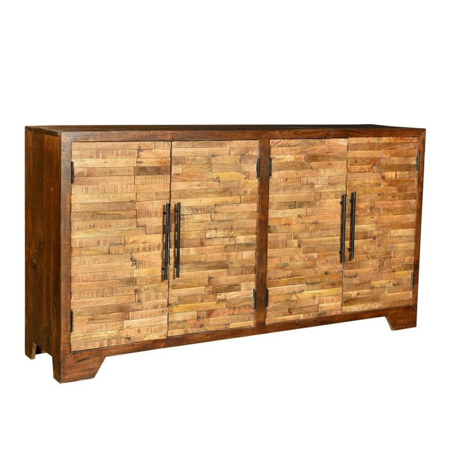 * Clearance Bengal Manor Mango Wood Random Strips Sideboard Brown Wood Crestview Collection Cvfnr337 | Sideboard & Buffets