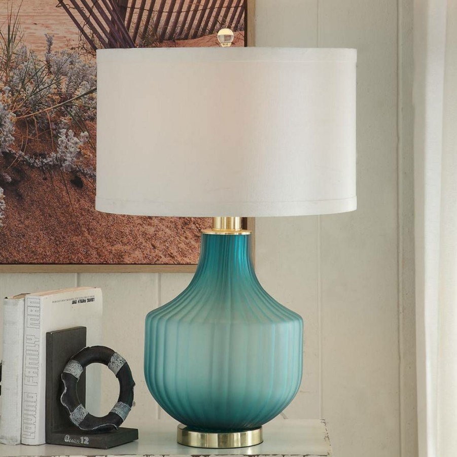 * Clearance Isabella Table Lamp Blue Coastal Glass Crestview Collection Cvabs1447 | Table Lamps